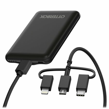 OTTERBOX Mobile Charging Kit Power Bank 5,000 Mah And 3 In 1 Cable 1m, Black 78-80638